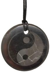 R. M. ékszer Ásvány medálok Shungit medál gravírozott yin yang 30mm (024618)
