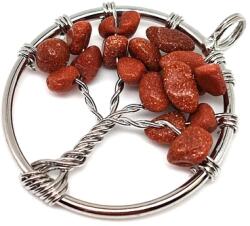 R. M. ékszer Ásvány medálok Életfa medál drótos goldstone vörös 3cm (021656)