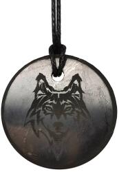 R. M. ékszer Shungit medál gravírozott farkas 30mm (024617)
