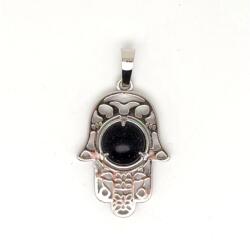 R. M. ékszer Fatima keze medál fémmel goldstone kék 2x3cm (020732)