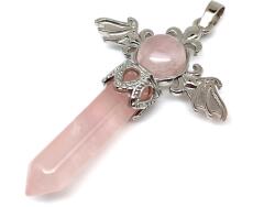 R. M. ékszer Csúcs medál fém szárny Rózsakvarc 4x5cm (021823)