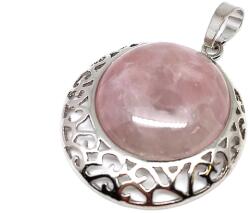 R. M. ékszer Kerek medál fém Rózsakvarc 3cm (020780)