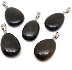 R. M. ékszer 20/25mm Obszidián ezüst csepp medál (056594)