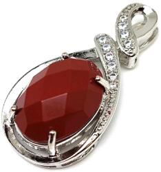 R. M. ékszer Ovális medál fém str faz Jáspis vörös 2x4cm (021713)