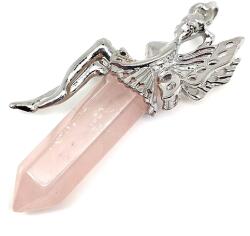 R. M. ékszer Csúcs medál fém angyal Rózsakvarc 2, 5x6cm (021834)