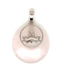R. M. ékszer Fánk medál ülő buddha Rózsakvarc 3cm (021421)