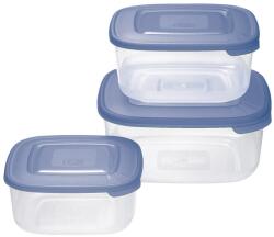 Tontarelli Set de recipiente de plastic Tontarelli pentrualimente 3 buc, pătrat, albastru