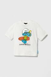 Giorgio Armani gyerek pamut póló The Smurfs fehér, nyomott mintás - fehér 130