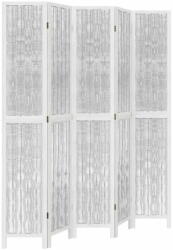 vidaXL 5 paneles fehér tömör császárfa térelválasztó 358680