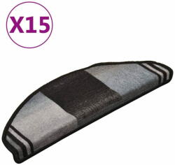 vidaXL 15 db fekete-szürke öntapadó lépcsőszőnyeg 65 x 21 x 4 cm 322412