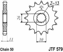 Jt Sprockets Pinion fata JT JTF 579-16RB 16T, 530 rubber cushioned