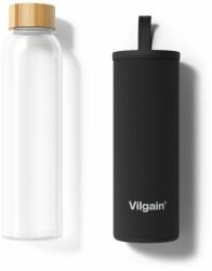 Vilgain Recipient pentru apă de sticlă -⁠ sticlă minimalistă, cu capac din bambus și husă termo, fără plastic