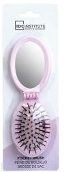 IDC Institute Perie de păr cu oglindă, roz - IDC Institute Pocket Pop Out Brush With Mirror