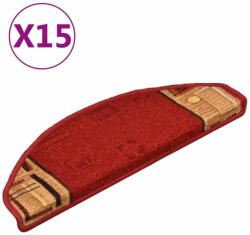 vidaXL 15 db piros öntapadó lépcsőszőnyeg 65 x 21 x 4 cm 322410