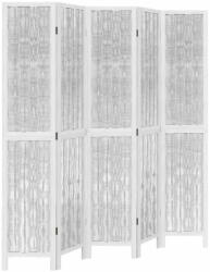 vidaXL 5 paneles fehér tömör császárfa térelválasztó 358679