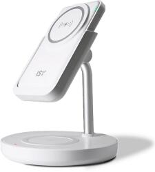 ISY 2 az egyben vezeték nélküli töltőállvány, 5000 mAh PB, MagSafe kompatibilis, fehér (IMC-5210) (IMC-5210)