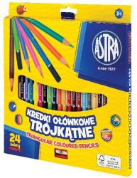 Astra Színes ceruza ASTRA háromszög 24 színű ajándék hegyezővel - rovidaruhaz