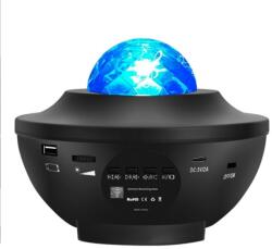 Gonga LED projektor csillagokkal és galaxisokkal, 21 üzemmód, Bluetooth és beépített hangszóró és távirányító, Gonga® Black (BU1205)