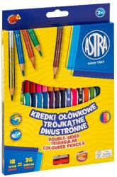 Astra Színes ceruza ASTRA háromszögletű duó kétvégű hegyezővel 18 darabos 36 színű - rovidaruhaz