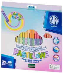 Astra Színes ceruza ASTRA Duo háromszögletű kétvégű pasztell ajándék hegyezővel 48 színű - rovidaruhaz