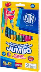 Astra Színes ceruza ASTRA Jumbo hengeres duó kétvégű hegyezővel 12 darabos 24 színű - rovidaruhaz