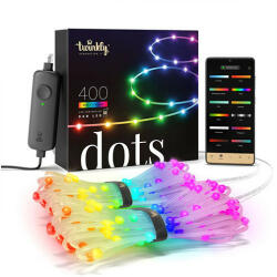 Twinkly Karácsonyi okos izzó, 400db LED, RGB szín, 10m, átlátszó kábel, programozható, Twinkly