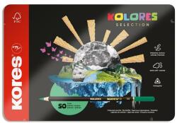 Kores Színes ceruza készlet, háromszögletű, fém doboz, KORES Kolores Selection, 50 különböző szín (IK93351) - becsiirodaker