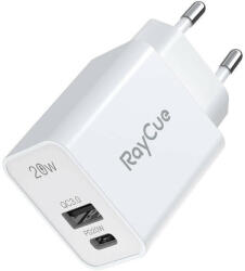 RayCue USB-C + USB-A PD 20W EU power charger (white) - pixelrodeo