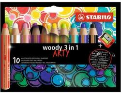 STABILO Creioane colorate 10 Stabilo Woody Arty 3in1 rotund gros de 10 culori STABILO 880/10-1-20 (880/10-1-20)