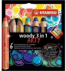 STABILO Creioane colorate 6 Stabilo Woody Arty 3in1 rotund gros de 6 culori STABILO 8806-1-20 (8806-1-20)