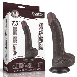 Lovetoy Dildo Realist Sliding-Skin, Ventuza Detasabila, TPE, Maro Inchis, 19.5 cm - erotic24 - 61,90 RON Dildo