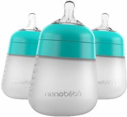 Nanobebe Комплект силиконови бутилки Nanobebe - Flexy, 270 ml, 3 броя, минт (31221) - ozone