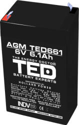 TED Electric Acumulator 6V Stationar VRLA, Dimensiuni 70 x 48 x 101 mm, Baterie 6V 6.1Ah, TED Electric TED002938 (AC.TD.6V.BK1.6.1.0001)