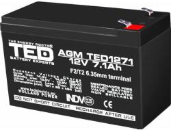 TED Electric Acumulator 12V Stationar VRLA, Dimensiuni 151 x 65 x 95 mm, Baterie 12V 7.1Ah F2, TED Electric TED003225 (A0060539)