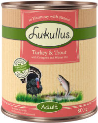 Lukullus Lukullus Preț special! Adult hrană uscată sau umedă câini - 6 x 800 g Curcan & păstrăv (hrană umedă)