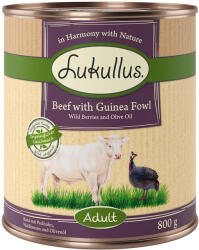 Lukullus Lukullus Preț special! Adult hrană uscată sau umedă câini - 6 x 800 g Vită & bibilică (hrană umedă)
