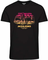 JACK & JONES Férfi póló JORARUBA Standard Fit 12258057 Black (Méret L)