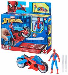 Marvel Figurina cu motocicleta, Marvel Spider- Man, Web Blast Cycle, 10 cm Figurina