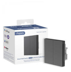 Aqara Intrerupator de lumina dublu Zigbee double rocker fara nul (WS-EUK02-G) - gri (6975833354931)