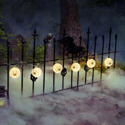 Family Halloween-i lampion fényfüzér - pókos, fehér - 7, 5 x 165 cm - 2 x AA elemes Family 58172 (58172)