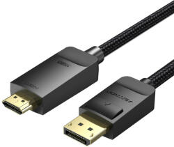 Vention DisplayPort/M -> HDMI (4K, szövet, fekete), 5m, kábel (HFKBJ) - onlinepatron