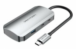Vention USB-C -> USB3.0*3/Gigabit Ethernet/PD, 0, 15m (szürke fémszerű), Hub (TGDHB)