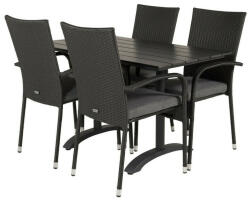Asztal és szék garnitúra Dallas 2209 (Fekete + Szürke)