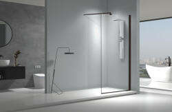 Viva Aqua Max WALK IN Zuhanyfal - FEKETE profil - 8 mm vízlepergető víztiszta üveg - 100 x 200 cm (8FWIF_100) - globalvivamarket