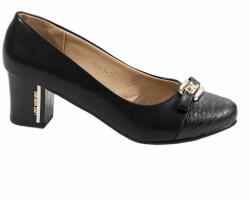 Zibra Pantofi de dama cu accesoriu auriu 8551-1-NEGRU (8551-1-NEGRU-6)