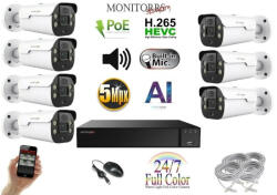 Monitorrs Security - AI IP Aktív kamerarendszer 7 kamerával 5 mpix WTube - 6079K7