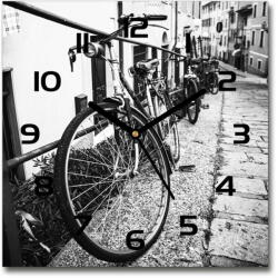  Wallmuralia. hu Négyzetes üvegóra Városi kerékpárok fekete 30x30 cm
