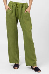 Shopika Pantaloni de vara, din in, cu dungute fine, verde olive Verde Talie unica