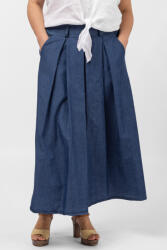 Shopika Fusta denim cu pense, albastru jeans inchis Talie unica