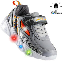 Wink Szürke-narancs LED fényű kisfiú cipő (Méret 31)